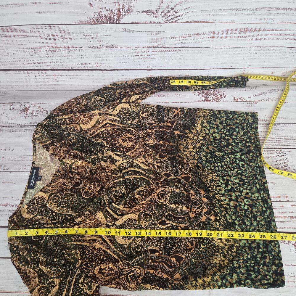 JNY Silky Drape Neck Blouse XL Whimsy Stretch Forest Fairy Casual Office NWT - Picture 8 of 10
